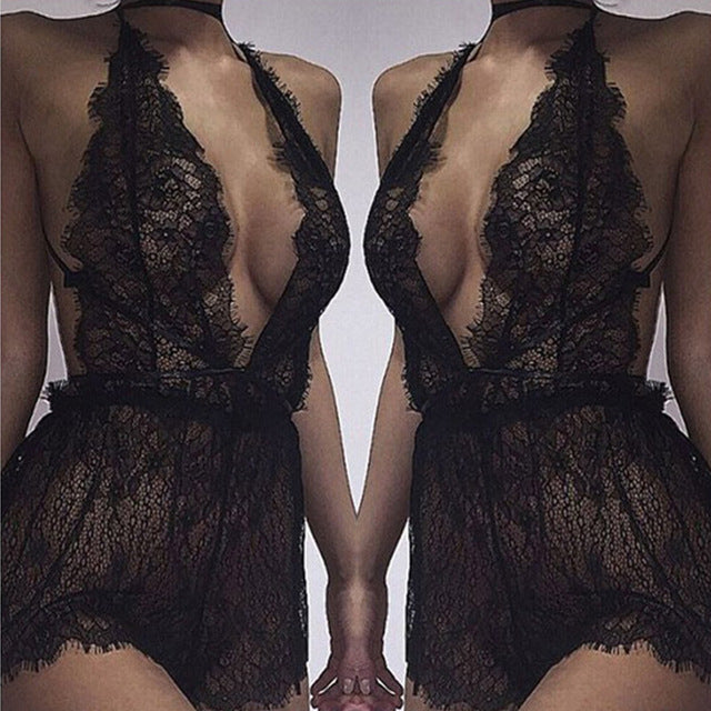 New Arrival  .. Black Lace Rompers  Crochet